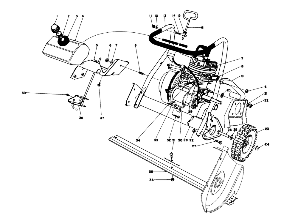 Engine Assembly (Model 38130) Diagram and Parts List for 38130 1000001 - 1000350 Toro Snow Blower