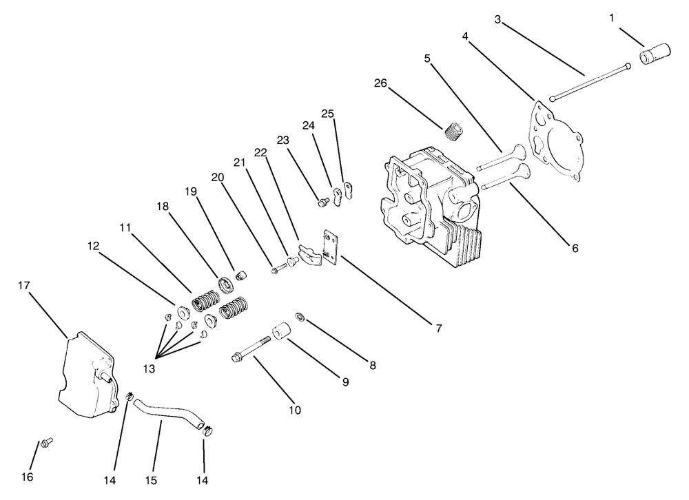 Cylinder Head, Valves And Breather Diagram and Parts List for 30159 790001 - 795100 Toro Lawn Tractor Accessories