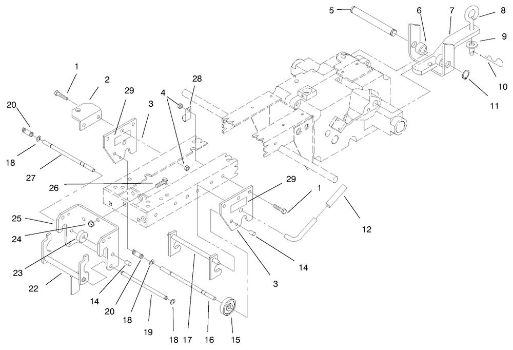 Hitch Assembly Diagram and Parts List for 73363 7900001 - 7999999 Toro Lawn Tractor