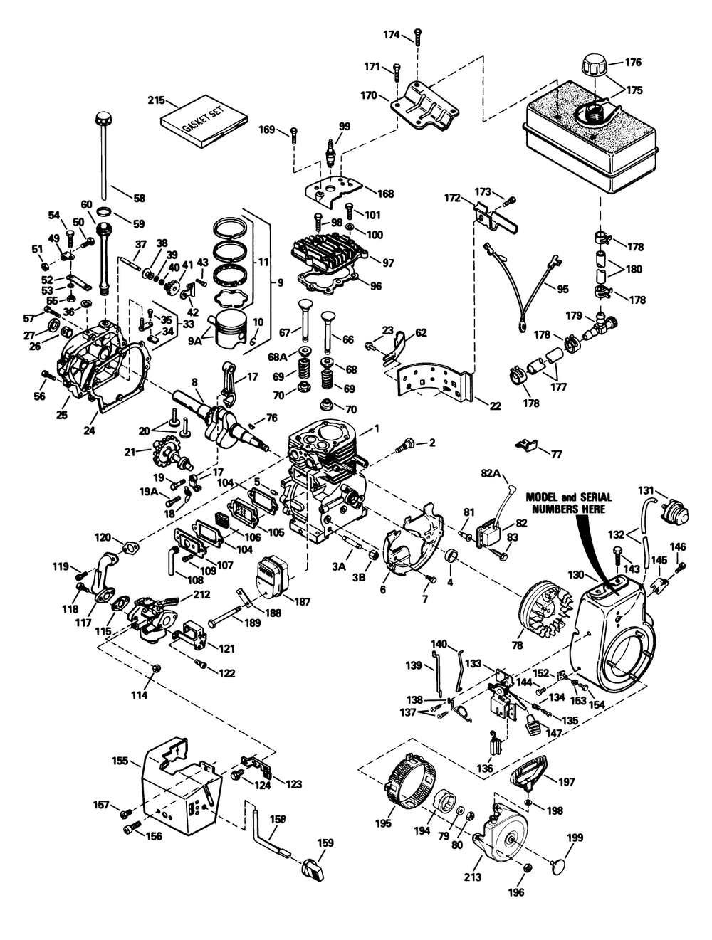 Engine Tecumseh Model No. Hm80-155337p Diagram and Parts List for 38543 3900001 - 3999999 Toro Snow Blower