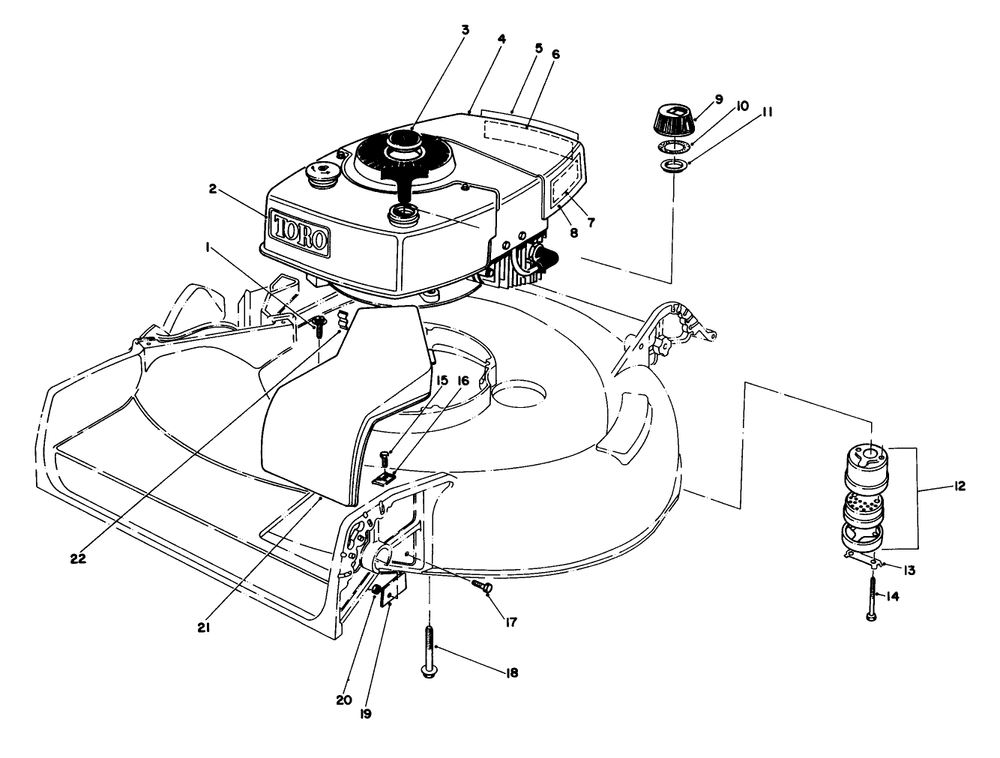 Engine Assembly Diagram and Parts List for 16299 5000001 - 5999999 Toro Lawn Mower