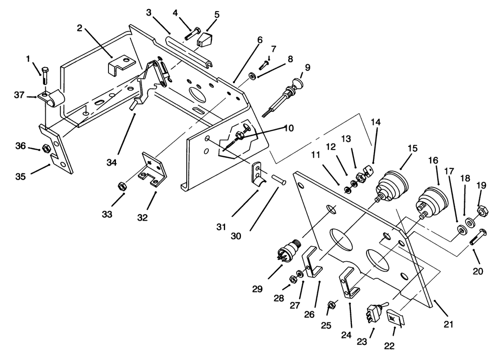 Control Panel Diagram and Parts List for 73380 4900001 - 4999999 Toro Lawn Tractor