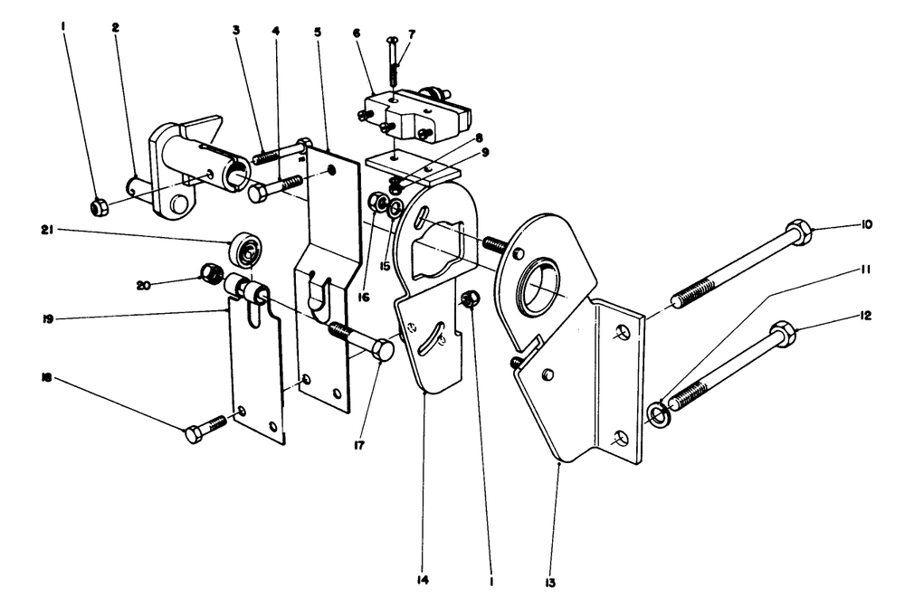 Transmission Interlock Assembly Diagram and Parts List for 30775 100001 - 199999 Toro Lawn Tractor