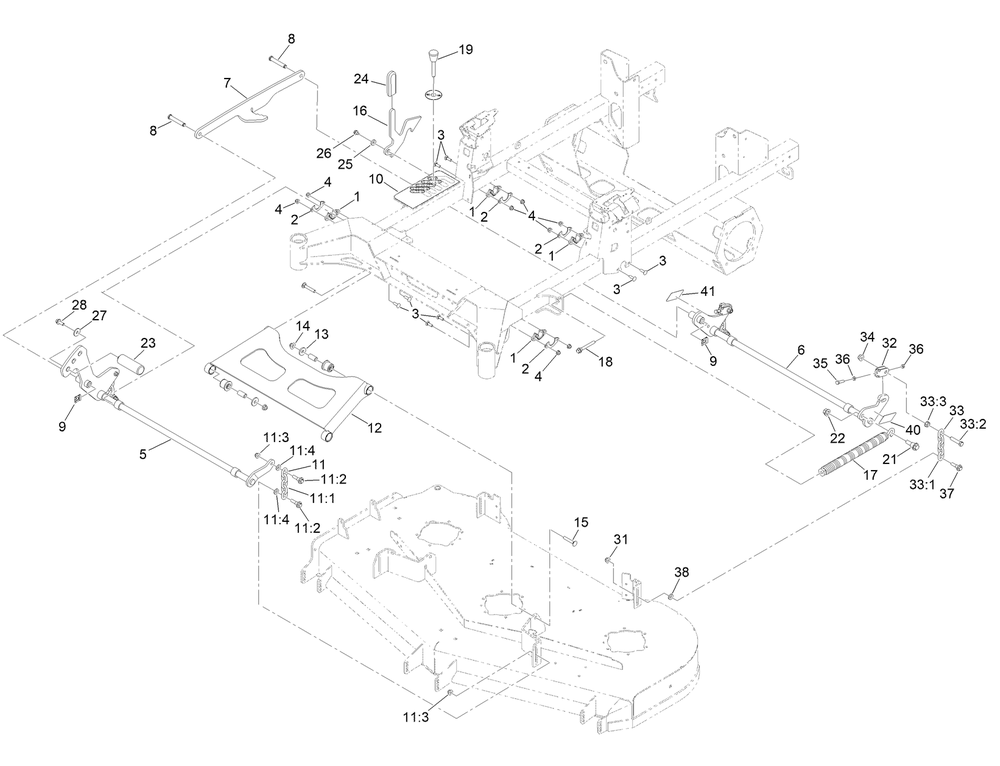 Deck Lift Assembly Diagram and Parts List for 18752 400000000 - 414889586 Toro Lawn Tractor