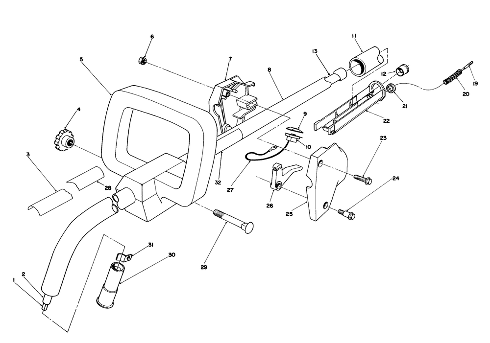 Handle Assembly Diagram and Parts List for 51637 1000001 - 1999999 Toro Trimmer