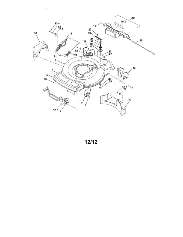 Deck/Side Chute/Rear Door Diagram and Parts List for 20065 280000001 & UP Toro Lawn Mower