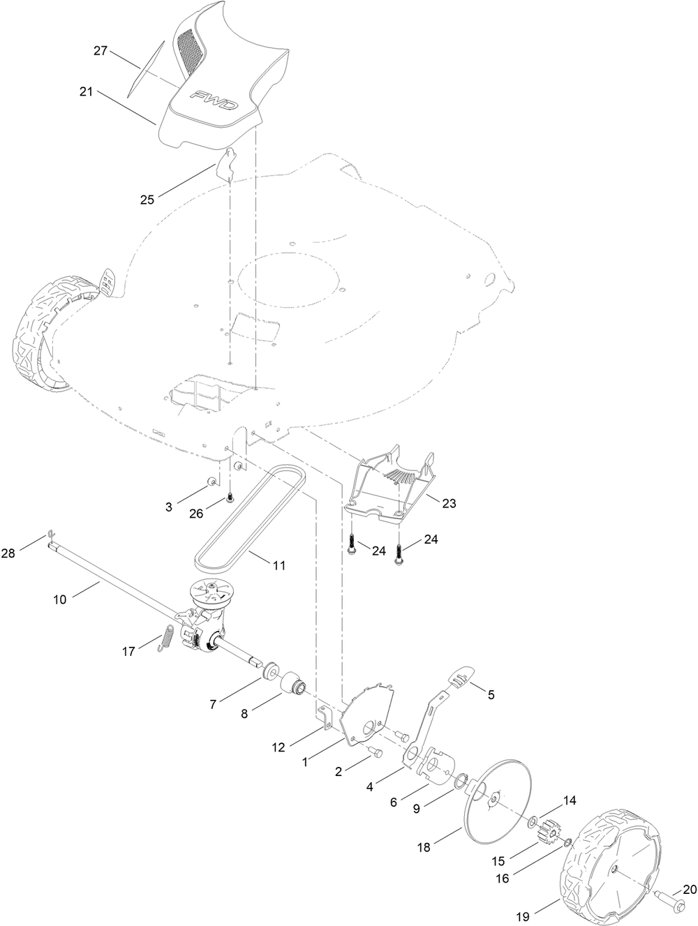 Front Wheel And Height-Of-Cut Assembly Diagram and Parts List for 21770 411913204 - 999999999 Toro Lawn Mower