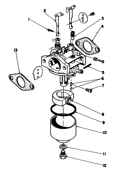 Carburetor Assembly Diagram and Parts List for 20581 4000001 - 4999999 Toro Lawn Mower