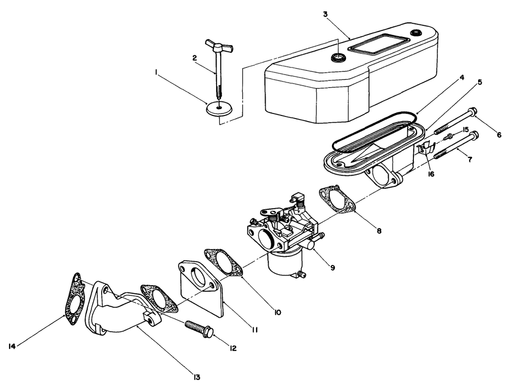 Air Cleaner And Carburetor Assembly Diagram and Parts List for 30112 8000001 - 8999999 Toro Lawn Tractor Accessories