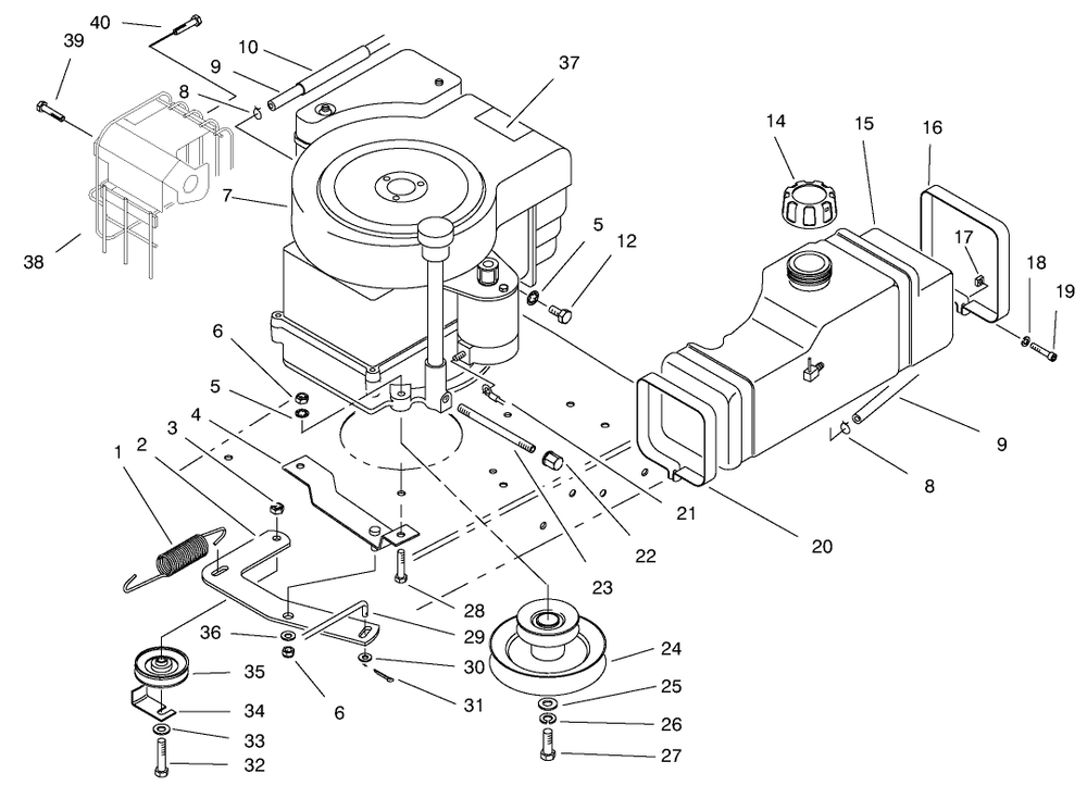Engine Assembly Diagram and Parts List for 70142 79000001 - 79999999 Toro Lawn Tractor