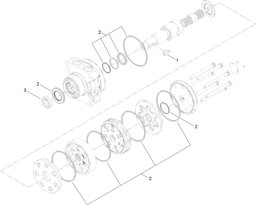 Hydraulic Motor Assembly No. 127-9603 Diagram and Parts List for 23208HD 400000000 - 999999999 Toro Stump Grinder