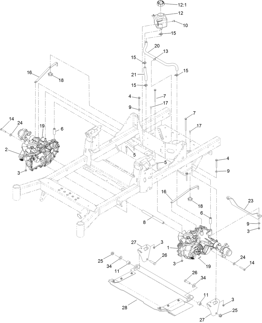 Hydraulic Assembly Diagram and Parts List for 74463 400000000-402099999 Toro Lawn Tractor