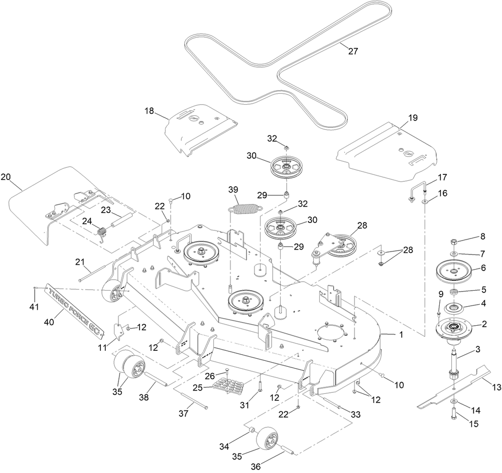 Deck Assembly Diagram and Parts List for 77294TA 400000000 - 414801564 Toro Lawn Tractor