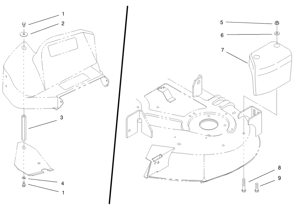 Belt Cover And Weight Assembly Diagram and Parts List for 79448 8900001 - 8999999 Toro Lawn Tractor