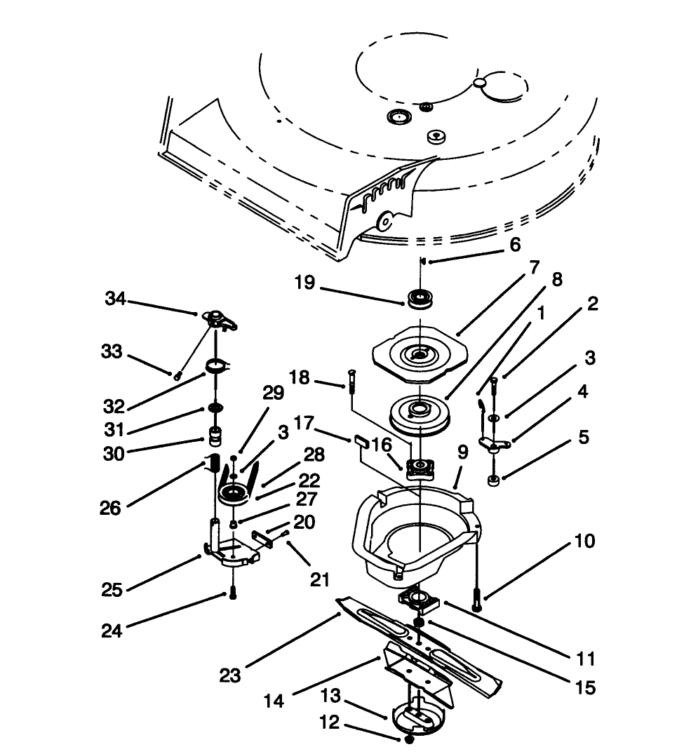 Blade Brake Clutch Assembly Diagram and Parts List for 20439 39000001 - 39999999 Toro Lawn Mower