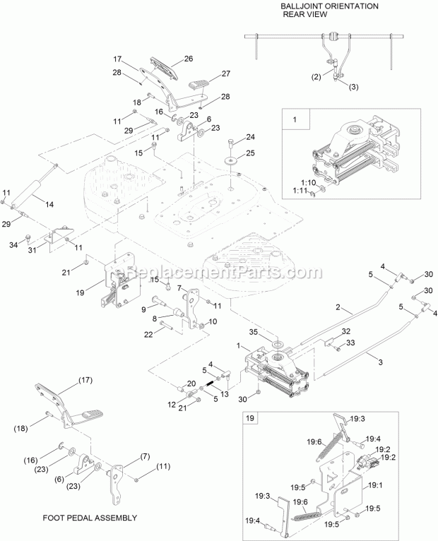 Speed Control Assembly Diagram and Parts List for 74797 315000001-315999999 Toro Lawn Mower