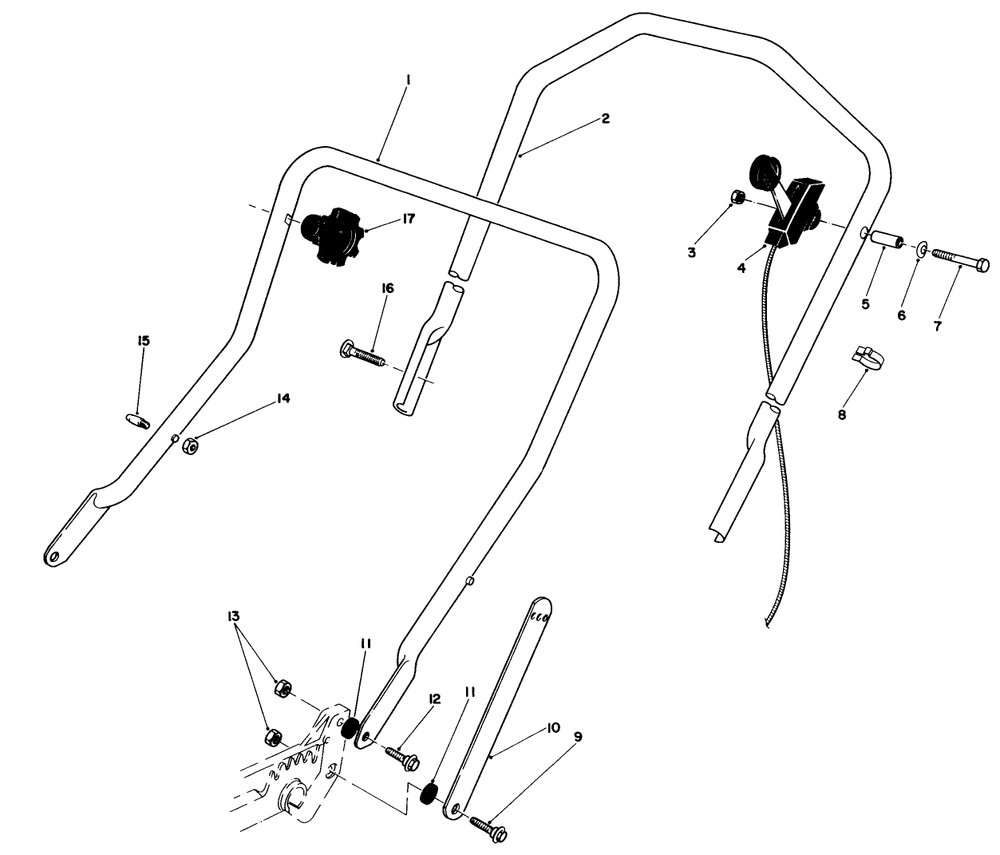 Handle Assembly Diagram and Parts List for 20610 4000001 - 4999999 Toro Lawn Mower