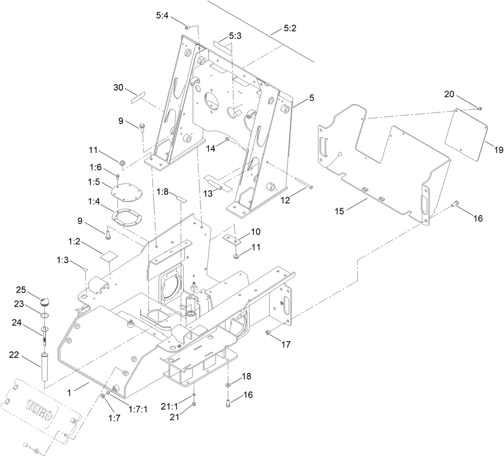Frame Assembly Diagram and Parts List for 22323 409360000 - 409489999 Toro Lawn Tractor Accessories