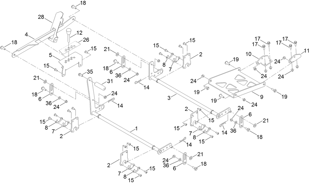 Deck Lift Assembly Diagram and Parts List for 75760W 407200000 - 410299999 Toro Lawn Tractor