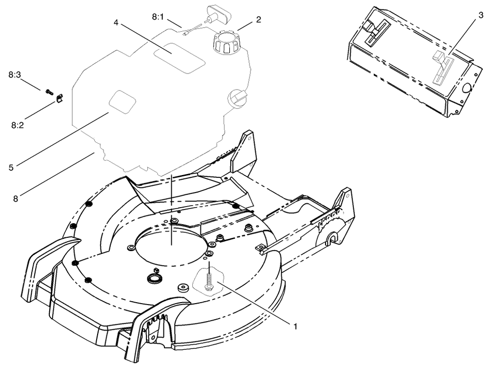 Engine And Throttle Assembly Diagram and Parts List for 105-1293  Toro Lawn Mower
