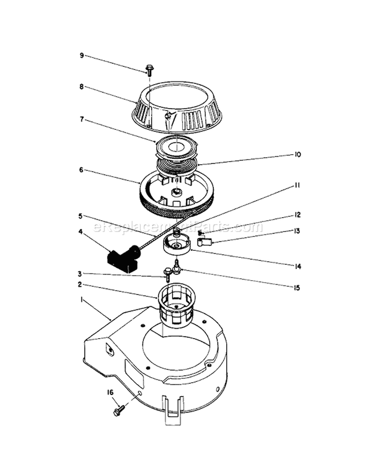 Recoil Assembly Diagram and Parts List for 16202C 5000001-5999999 - 1985 Toro Lawn Mower