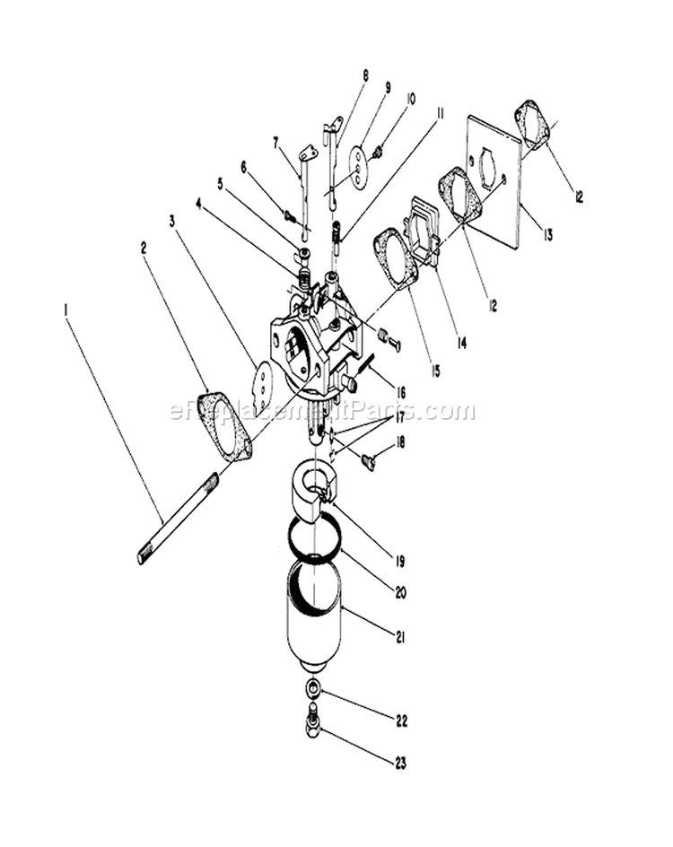 Carburetor Assembly Diagram and Parts List for 16202C 5000001-5999999 - 1985 Toro Lawn Mower
