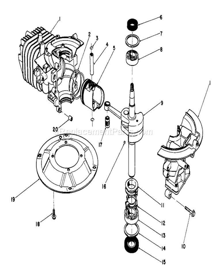 Crankshaft Assembly Diagram and Parts List for 16202C 7000001-7999999 - 1987 Toro Lawn Mower