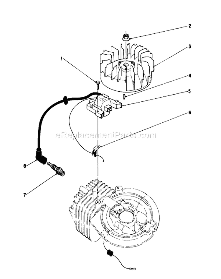 Ignltion Assembly Diagram and Parts List for 16212B 2000001-2999999 - 1992 Toro Lawn Mower