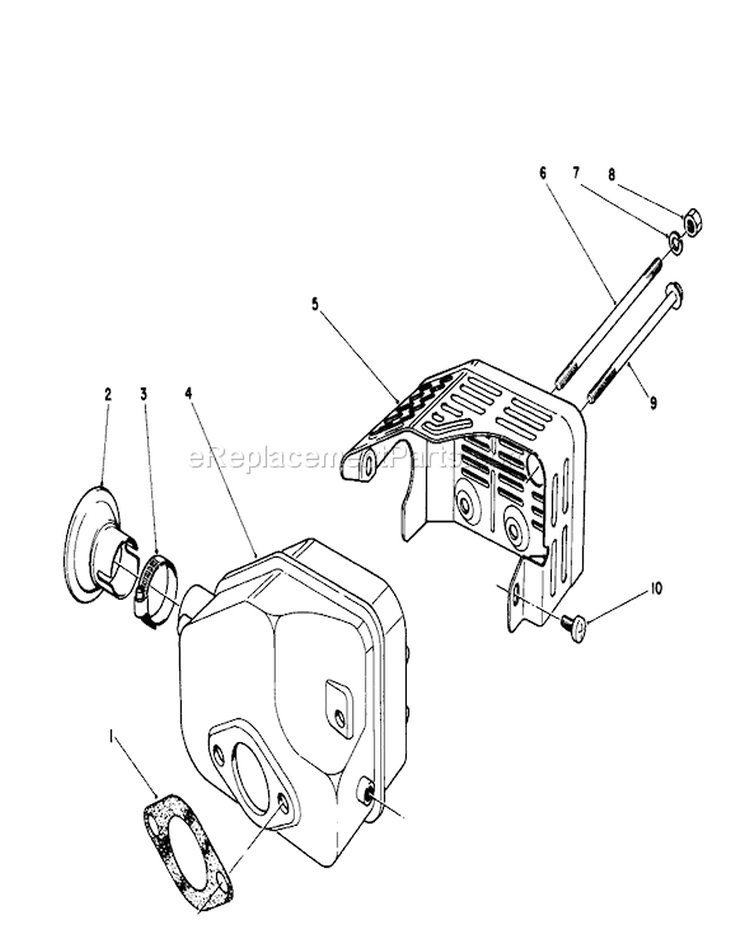 Muffler Assembly Diagram and Parts List for 16212B 2000001-2999999 - 1992 Toro Lawn Mower