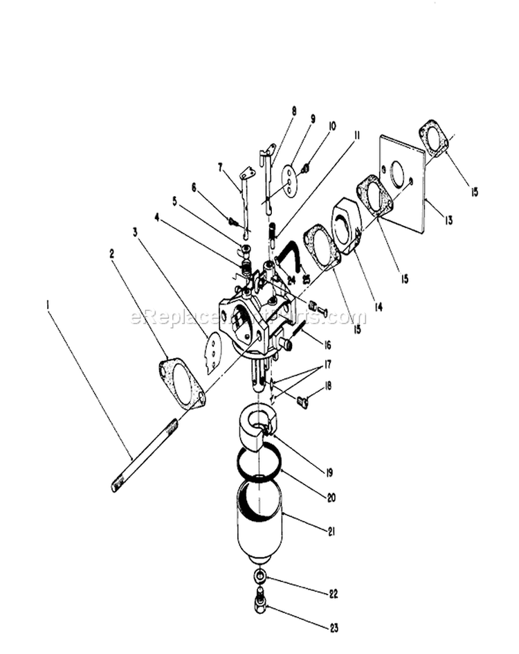 Carburetor Assembly Diagram and Parts List for 16212B 2000001-2999999 - 1992 Toro Lawn Mower
