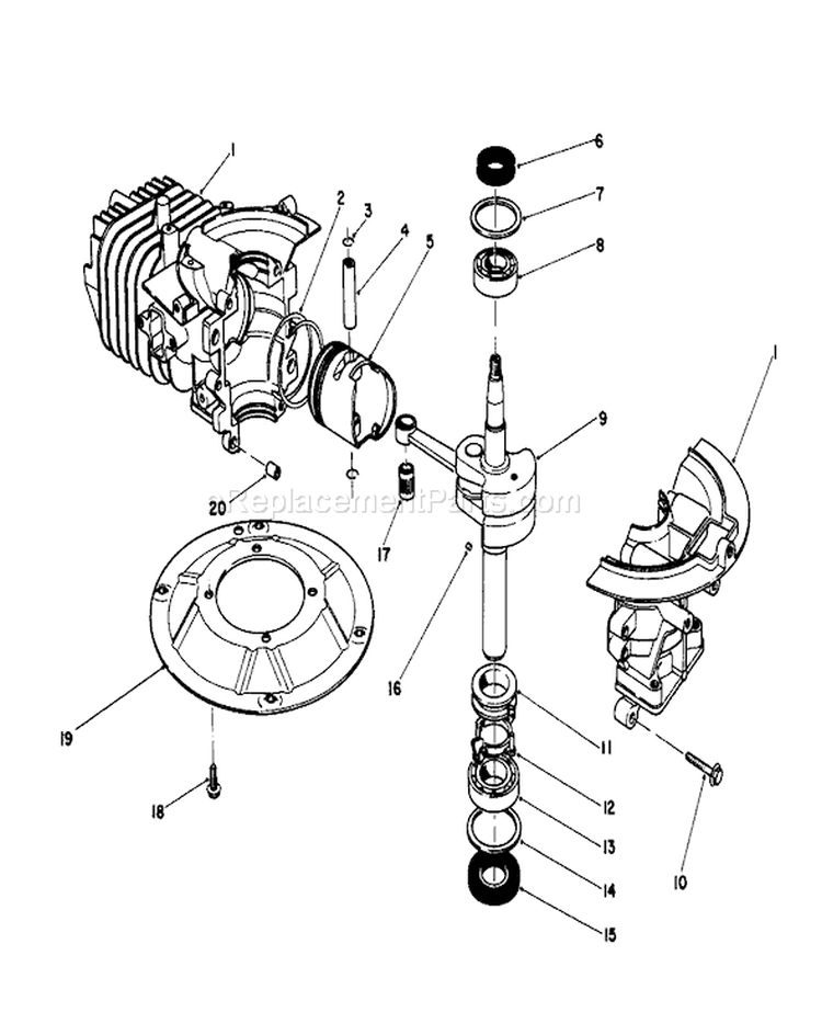 Crankshaft Assembly Diagram and Parts List for 16212B 2000001-2999999 - 1992 Toro Lawn Mower