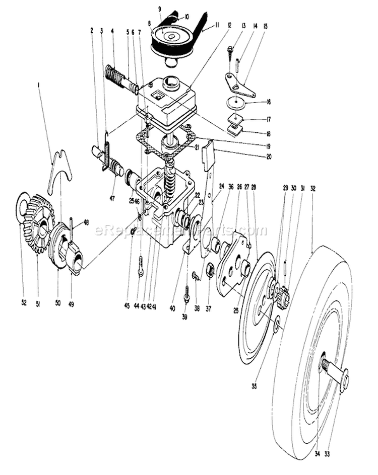 Gear Case Assembly Diagram and Parts List for 16212B 2000001-2999999 - 1992 Toro Lawn Mower