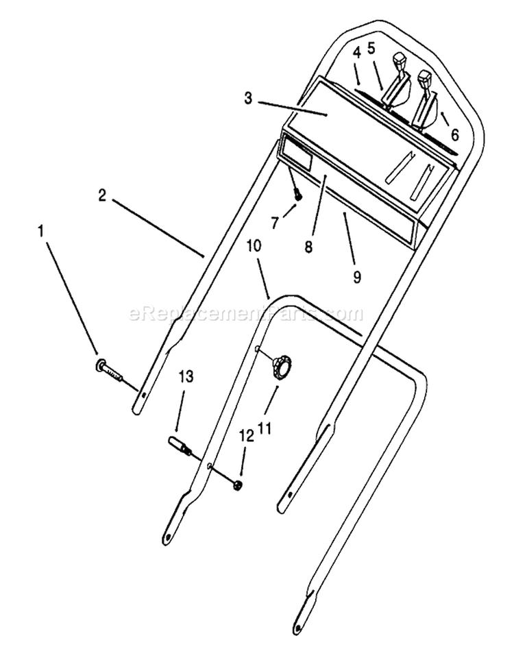Handle Assembly Diagram and Parts List for 16212B 39000001-39999999 - 1993 Toro Lawn Mower