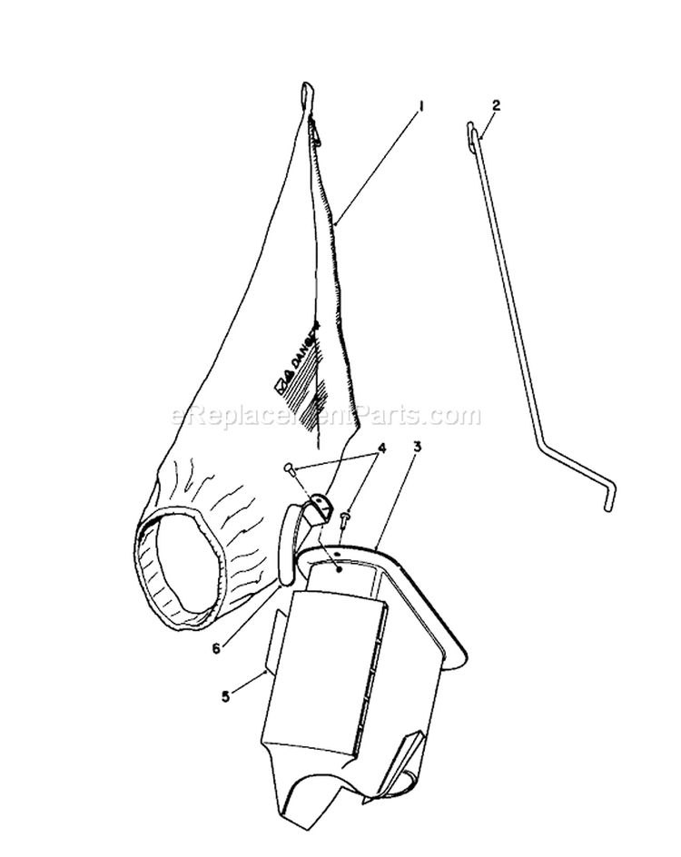 Bagging Kit Diagram and Parts List for 16212CG 9000001-9999999 - 1989 Toro Lawn Mower