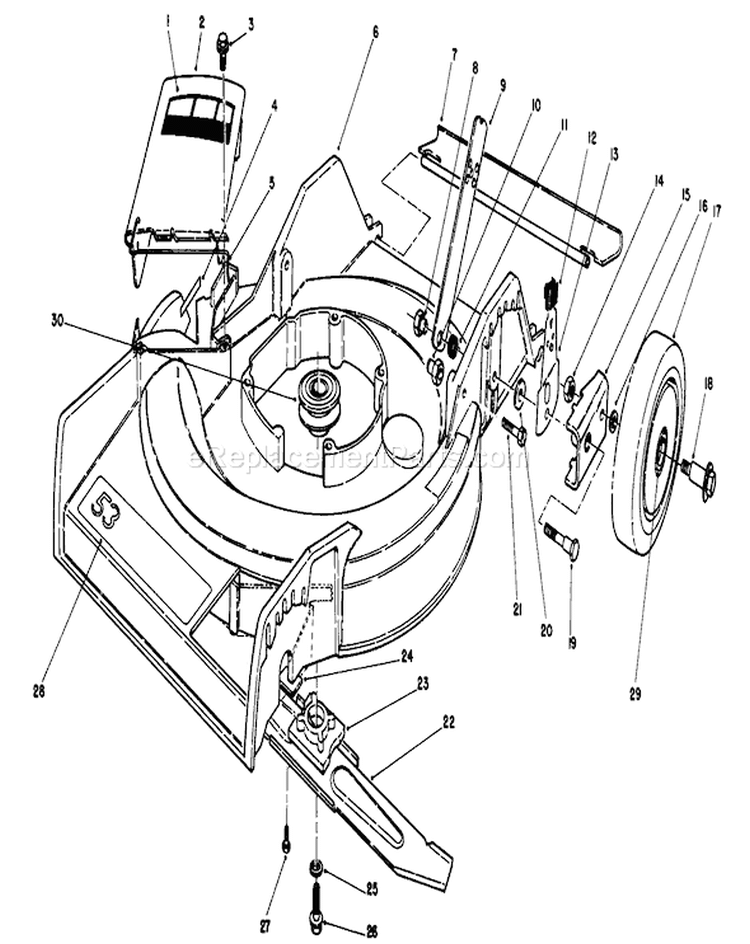Housing Assembly Diagram and Parts List for 16212CG 9000001-9999999 - 1989 Toro Lawn Mower