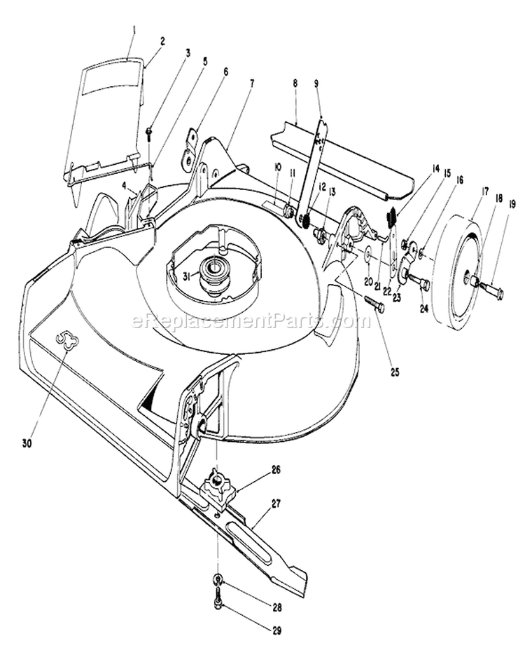 Housing Assembly Diagram and Parts List for 16212C 7000001-7999999 - 1987 Toro Lawn Mower