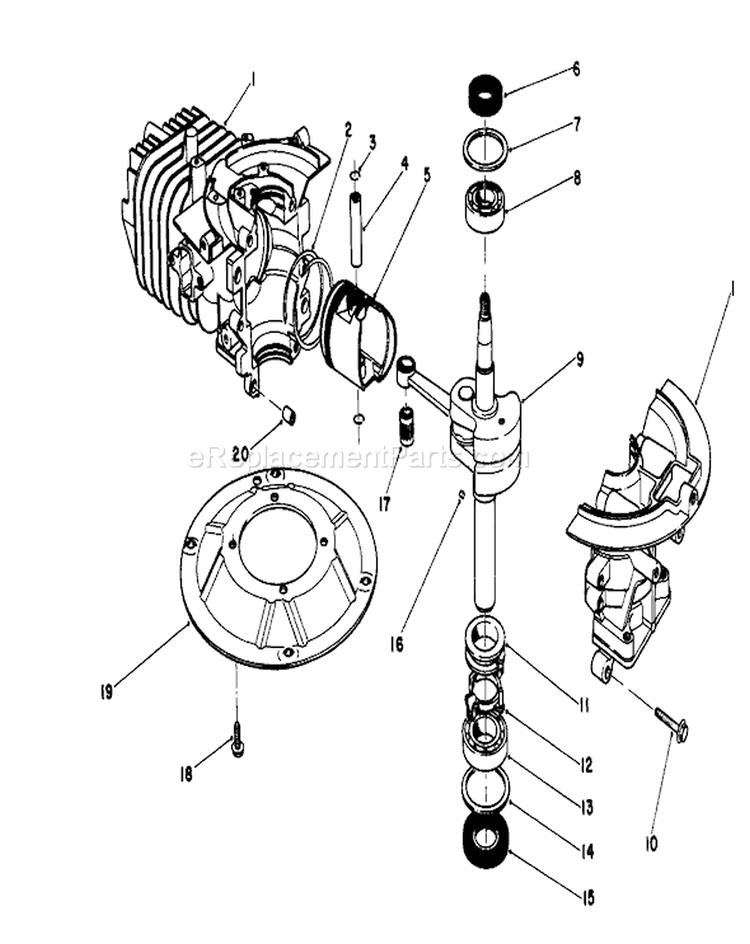 Crankshaft Assembly Diagram and Parts List for 16212C 7000001-7999999 - 1987 Toro Lawn Mower