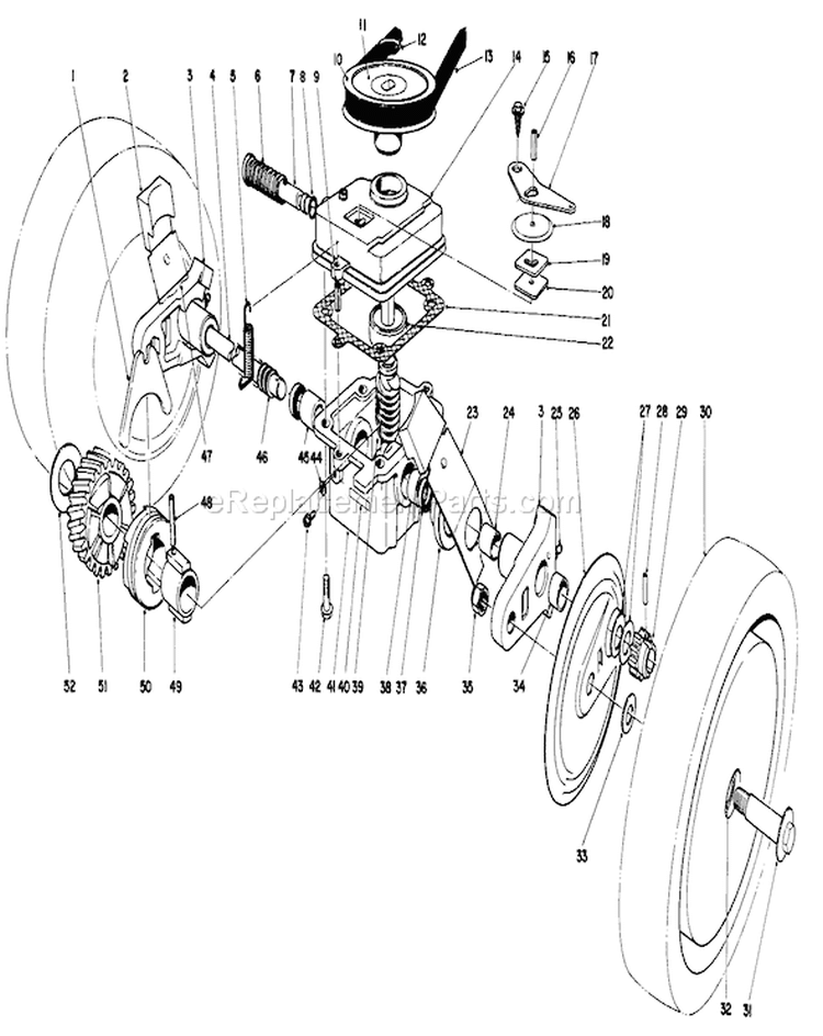 Gear Case Assembly Diagram and Parts List for 16212C 7000001-7999999 - 1987 Toro Lawn Mower