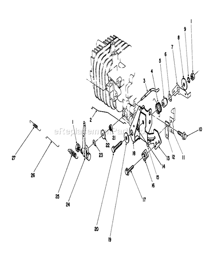 Governor Assembly Diagram and Parts List for 16212C 7000001-7999999 - 1987 Toro Lawn Mower