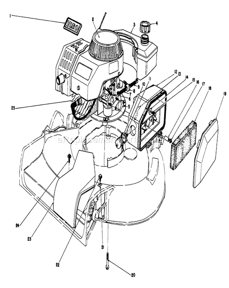 Engine Diagram and Parts List for 16212C 8000001-8999999 - 1988 Toro Lawn Mower