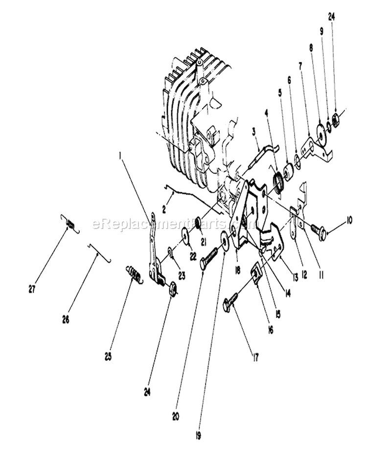 Governor Assembly Diagram and Parts List for 16212C 8000001-8999999 - 1988 Toro Lawn Mower