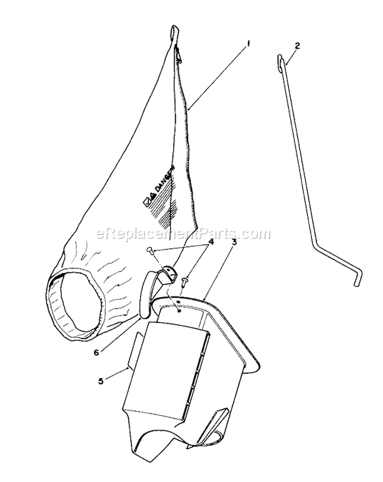 Bagging Kit Diagram and Parts List for 16212WG 0000001-0999999 - 1990 Toro Lawn Mower