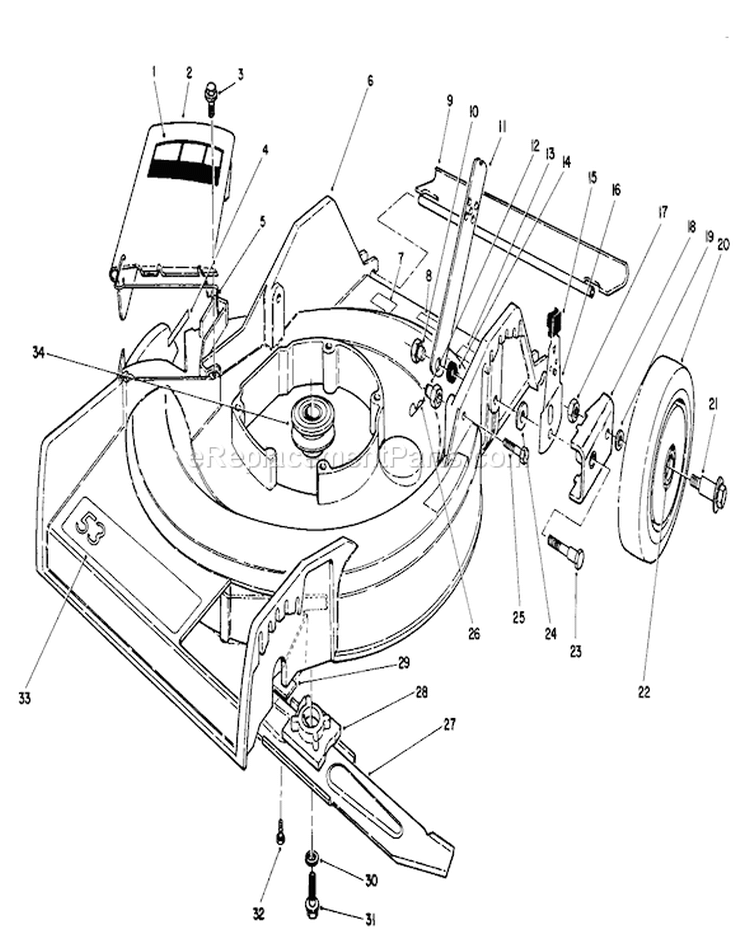 Housing Assembly Diagram and Parts List for 16212WG 0000001-0999999 - 1990 Toro Lawn Mower