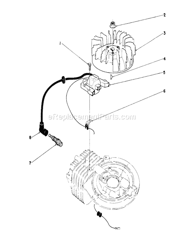 Ignltion Assembly Diagram and Parts List for 16212WG 0000001-0999999 - 1990 Toro Lawn Mower