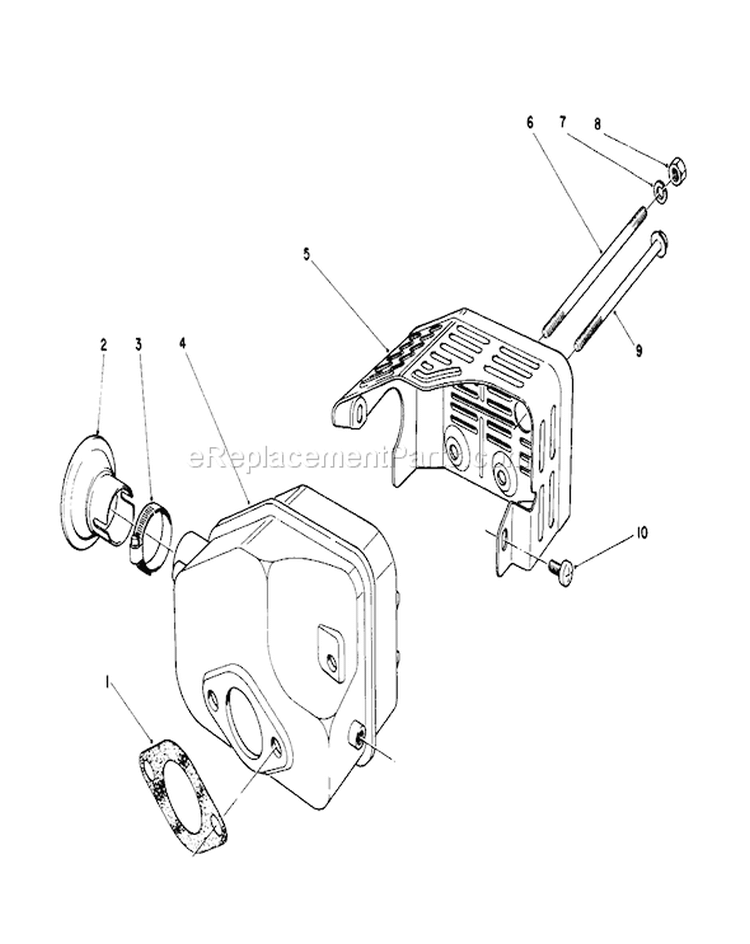 Muffler Assembly Diagram and Parts List for 16212WG 0000001-0999999 - 1990 Toro Lawn Mower
