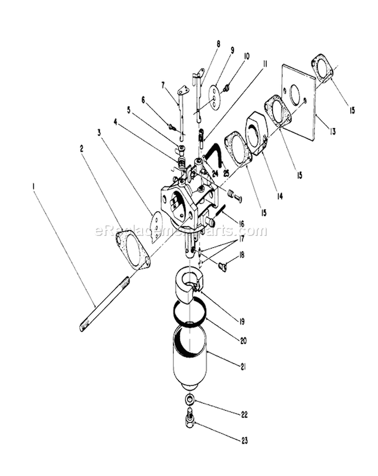 Carburetor Assembly Diagram and Parts List for 16212WG 0000001-0999999 - 1990 Toro Lawn Mower