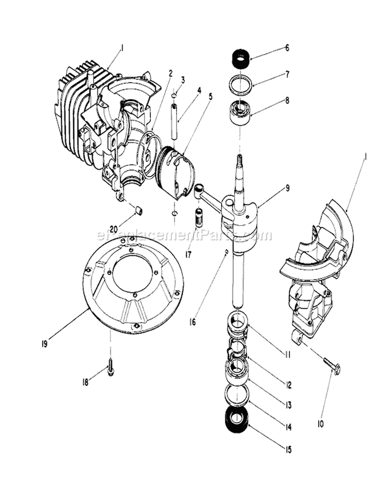 Crankshaft Assembly Diagram and Parts List for 16212WG 0000001-0999999 - 1990 Toro Lawn Mower