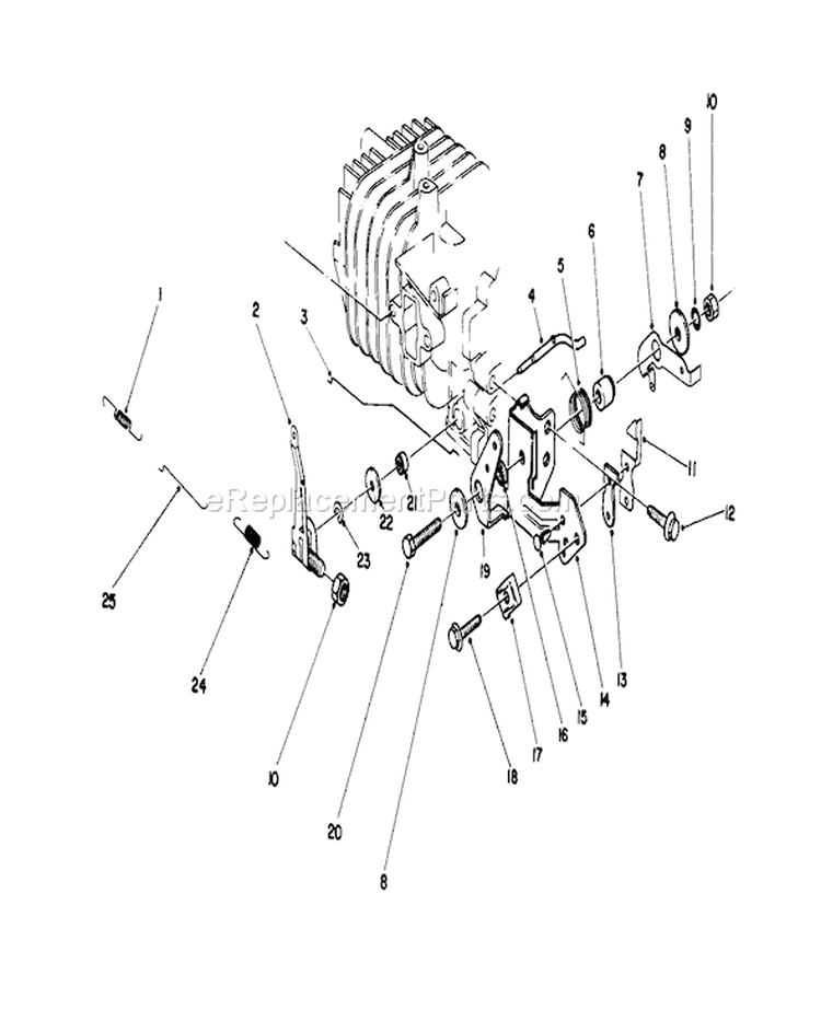Governor Assembly Diagram and Parts List for 16212WG 0000001-0999999 - 1990 Toro Lawn Mower