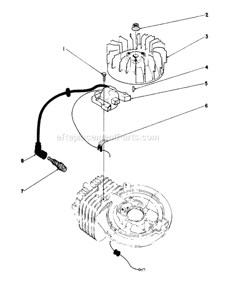 Ignltion Assembly Diagram and Parts List for 16212 0000001-0999999 - 1990 Toro Lawn Mower