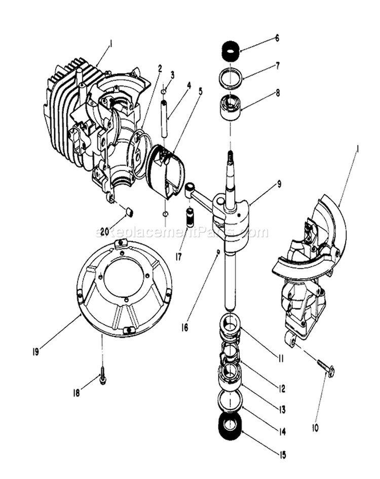 Crankshaft Assembly Diagram and Parts List for 16212 4000001-4999999 - 1984 Toro Lawn Mower